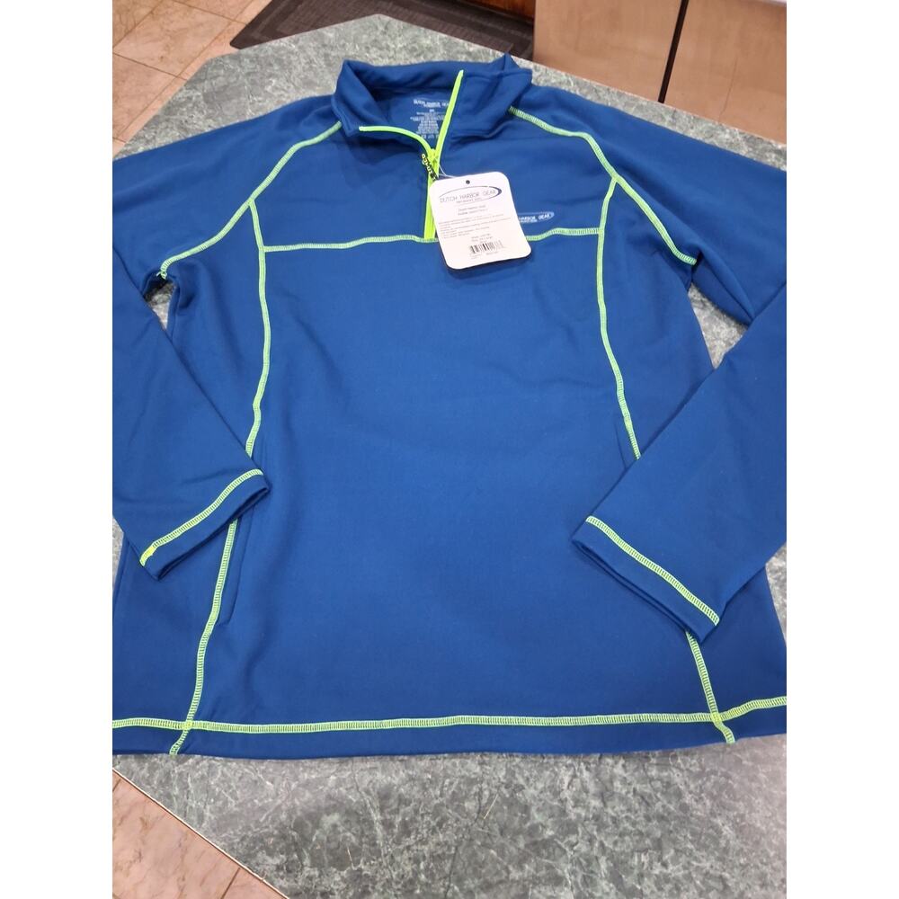 NEW Dutch Harbor Gear Mens 2x sweatshirt 1/4 zip Royal blue Green Fleece Lined
